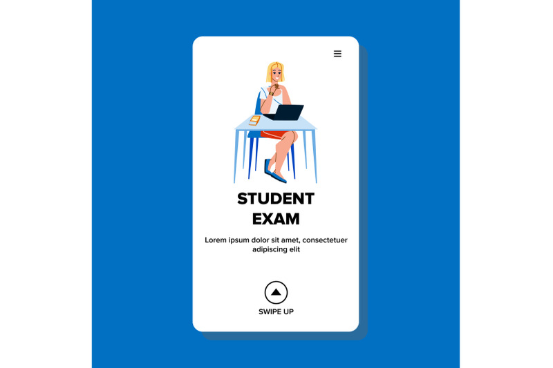 student-exam-remote-passing-girl-teenager-vector