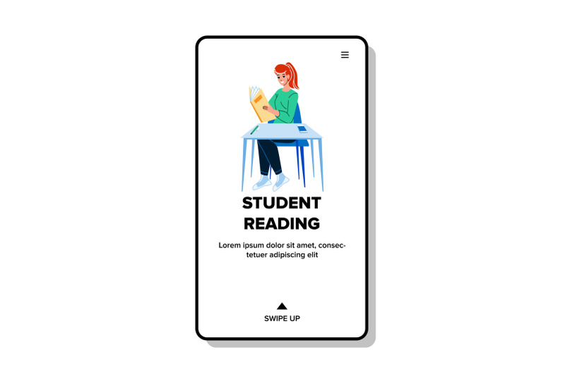 student-reading-book-in-college-classroom-vector