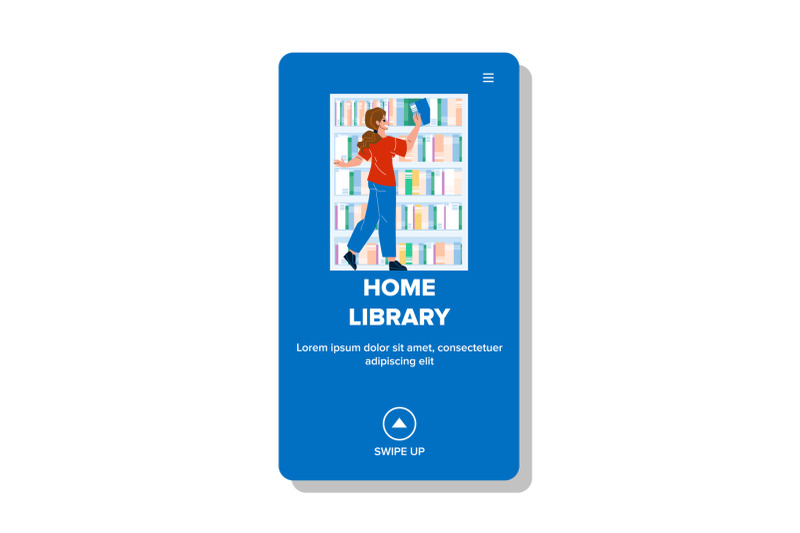 on-home-library-shelf-girl-choose-book-vector