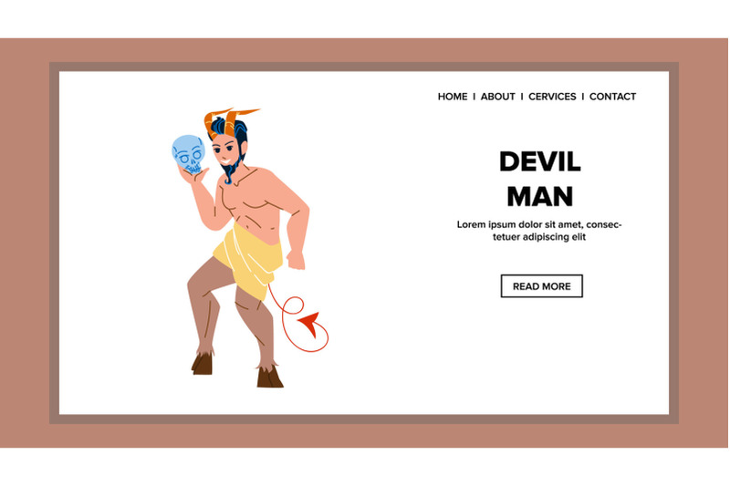 devil-man-with-horns-holding-human-skull-vector