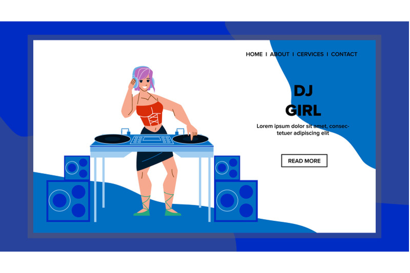 dj-girl-mixing-music-on-disco-turntable-vector