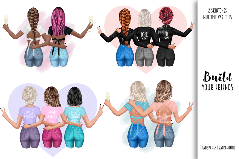 best-friends-jackets-clipart-custom-besties-soul-sisters-illustration