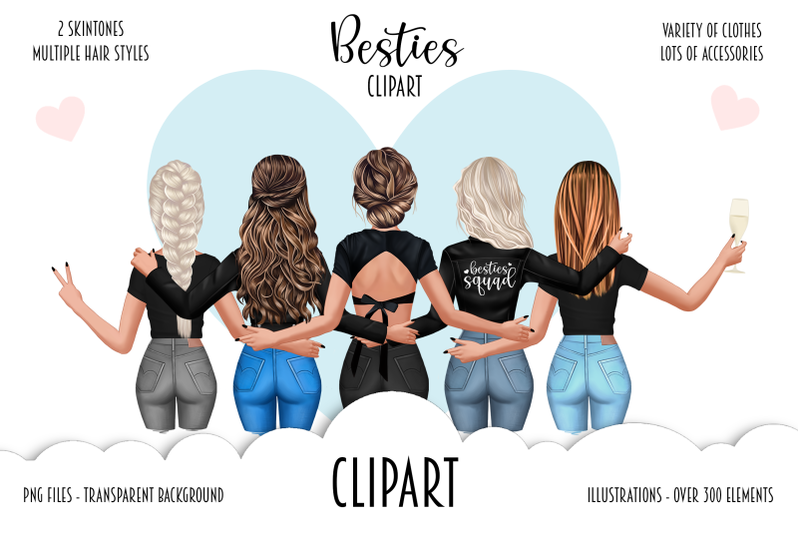 best-friends-jackets-clipart-custom-besties-soul-sisters-illustration