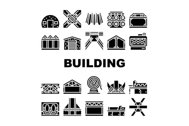 self-framing-metallic-building-icons-set-vector