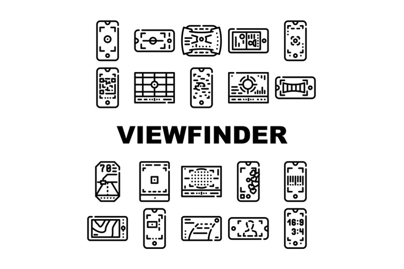 viewfinder-smartphone-function-icons-set-vector