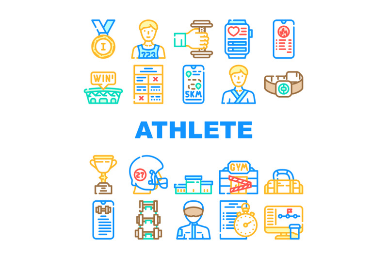 athlete-sport-equipment-and-award-icons-set-vector