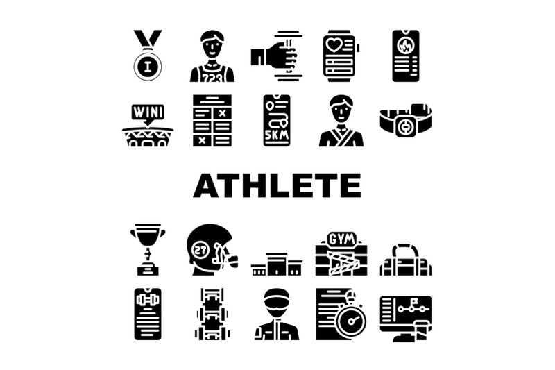 athlete-sport-equipment-and-award-icons-set-vector