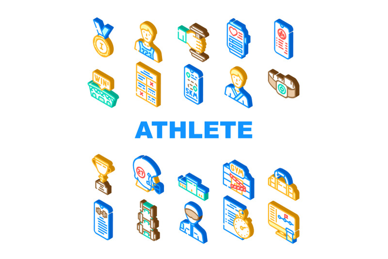 athlete-sport-equipment-and-award-icons-set-vector