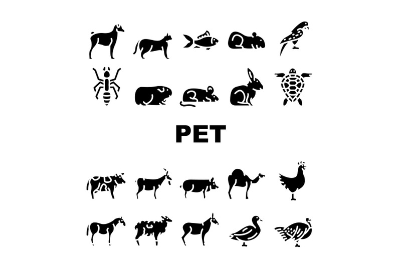 pet-domestic-farm-and-sea-aqua-icons-set-vector