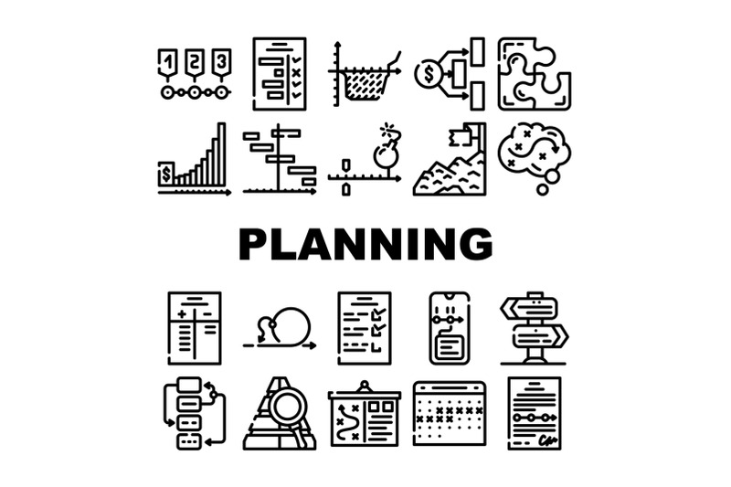 planning-startup-project-strategy-icons-set-vector