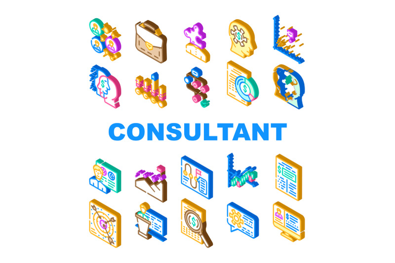 business-consultant-advicing-icons-set-vector