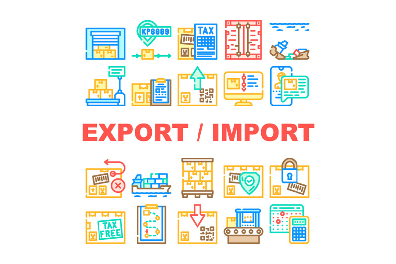 export-and-import-transportation-icons-set-vector