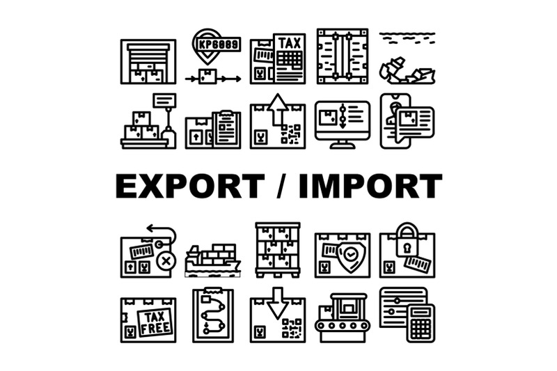 export-and-import-transportation-icons-set-vector