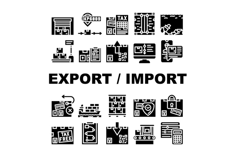 export-and-import-transportation-icons-set-vector