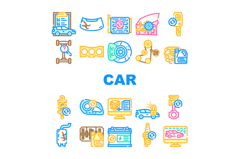 car-service-technical-maintenance-icons-set-vector