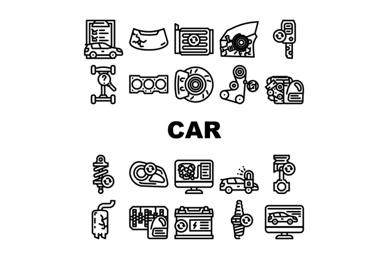 car-service-technical-maintenance-icons-set-vector