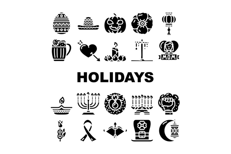 holidays-celebration-accessories-icons-set-vector