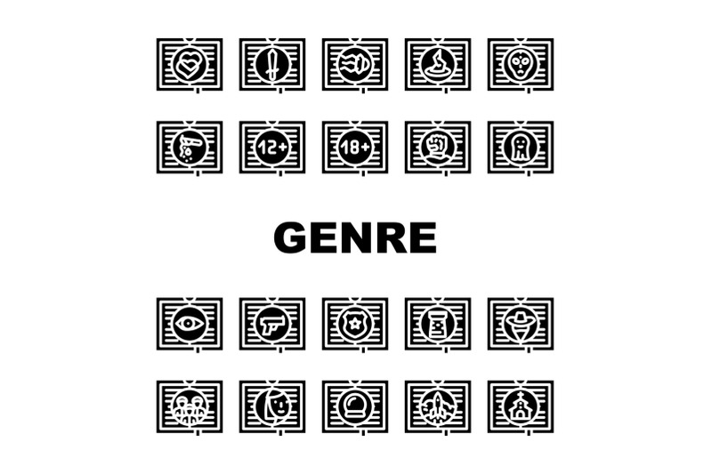 literary-genre-categories-classes-icons-set-vector