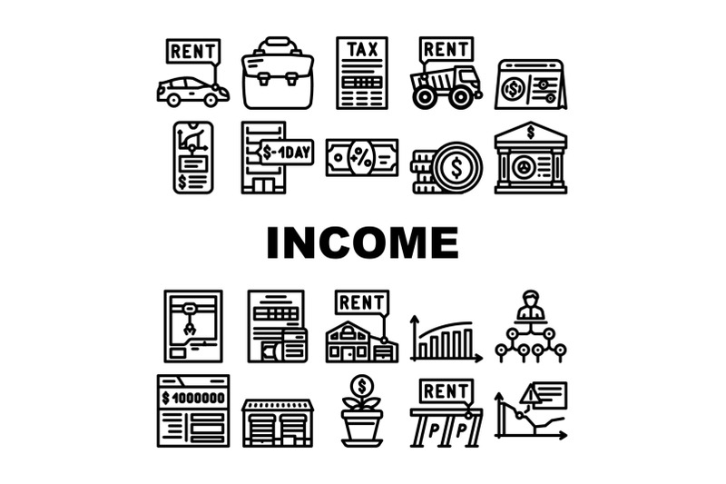 passive-income-finance-earning-icons-set-vector