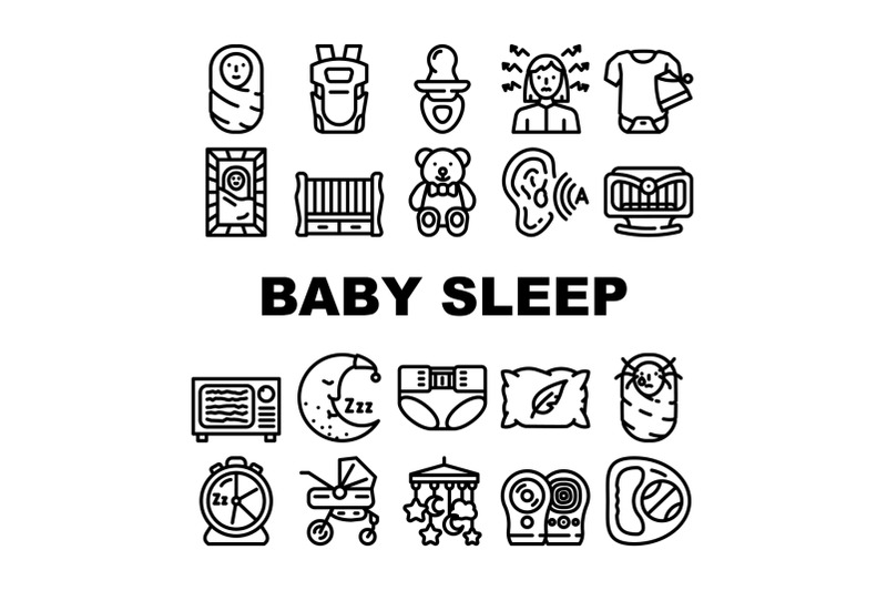 newborn-baby-sleep-accessories-icons-set-vector