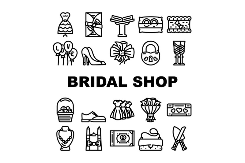 bridal-shop-fashion-boutique-icons-set-vector