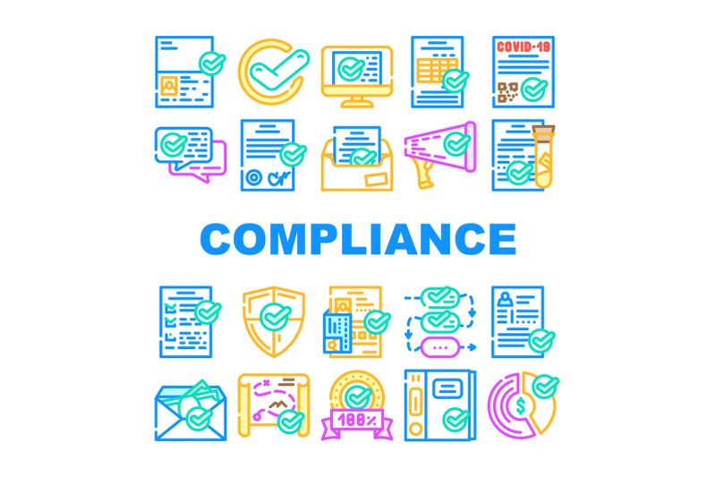 compliance-quality-procedure-icons-set-vector