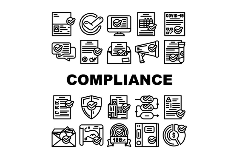 compliance-quality-procedure-icons-set-vector