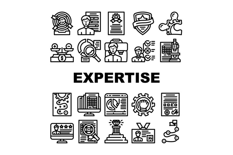 expertise-business-processing-icons-set-vector