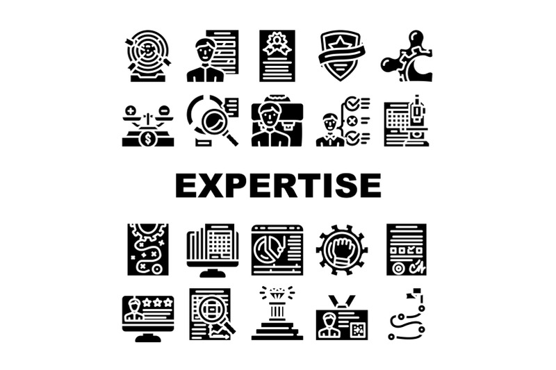 expertise-business-processing-icons-set-vector