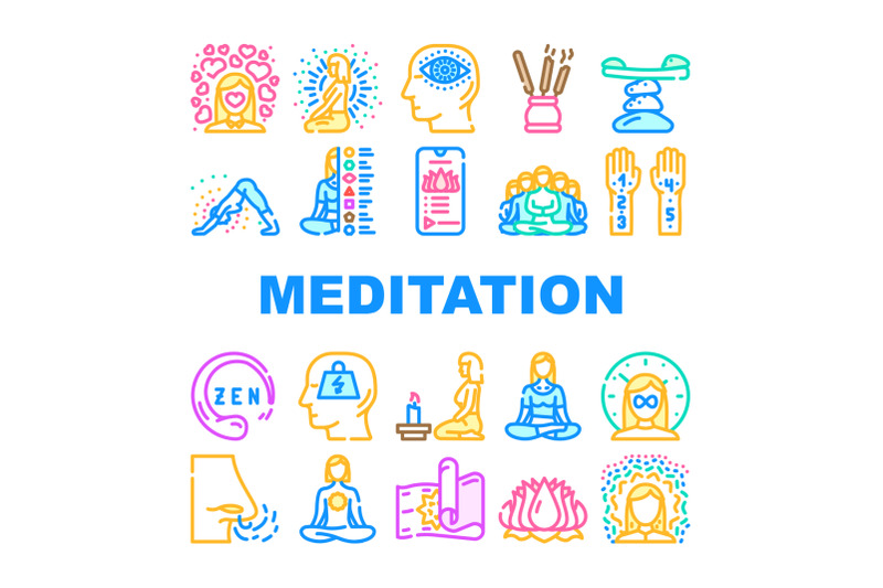 meditation-wellness-occupation-icons-set-vector