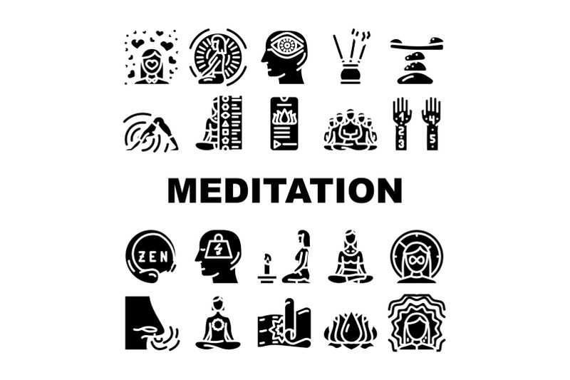 meditation-wellness-occupation-icons-set-vector