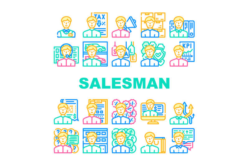 salesman-business-occupation-icons-set-vector