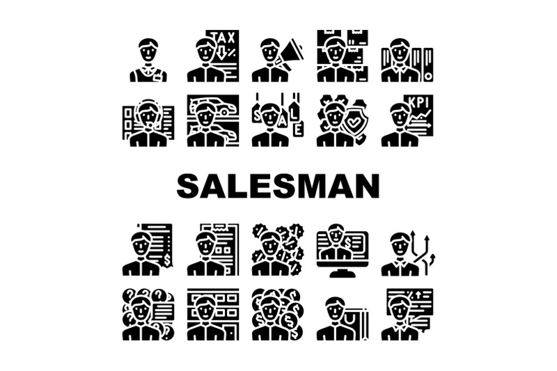 salesman-business-occupation-icons-set-vector