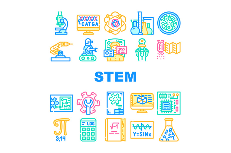 stem-engineer-process-and-science-icons-set-vector