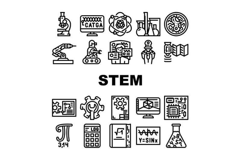 stem-engineer-process-and-science-icons-set-vector