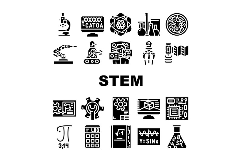 stem-engineer-process-and-science-icons-set-vector