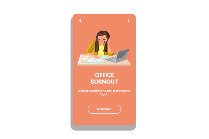 office-burnout-business-woman-at-table-vector