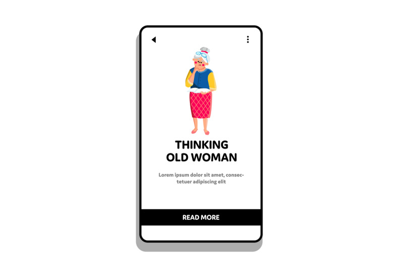 thinking-old-woman-senior-looking-away-vector