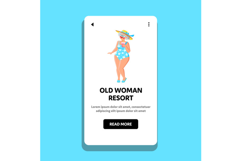 old-woman-resort-vacation-on-sea-beach-vector