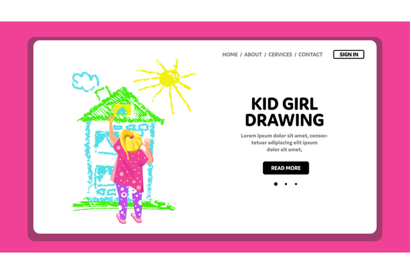 kid-girl-drawing-house-and-sun-with-crayon-vector