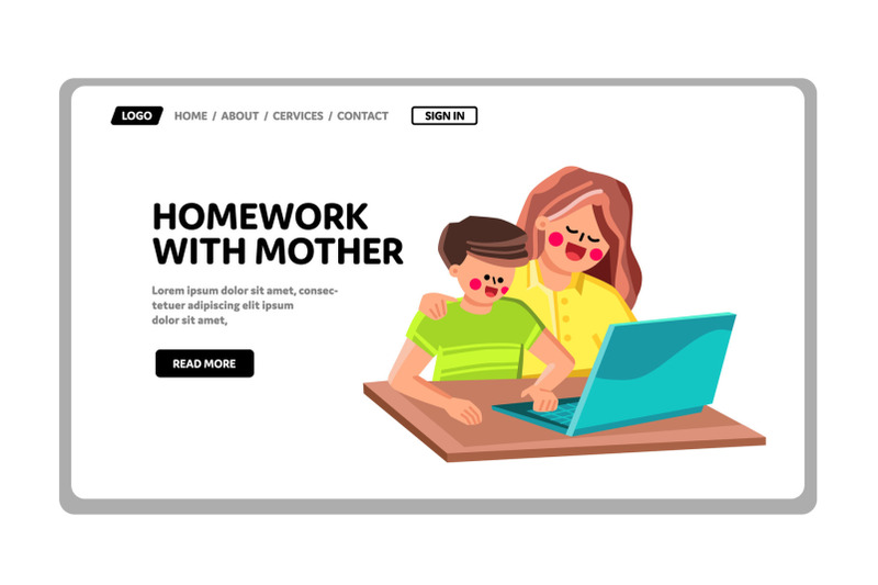 boy-son-make-homework-with-mother-together-vector