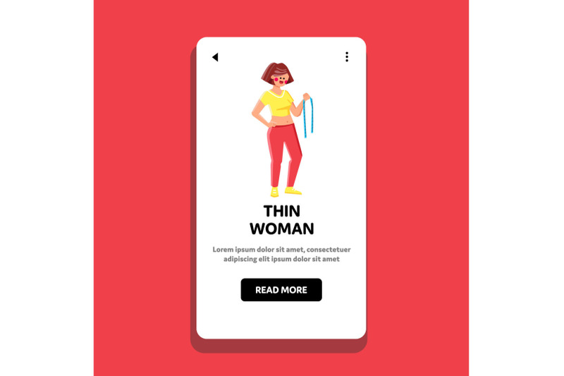 thin-woman-hold-tape-and-show-slim-figure-vector