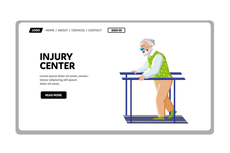 injury-center-helpful-therapy-for-old-man-vector