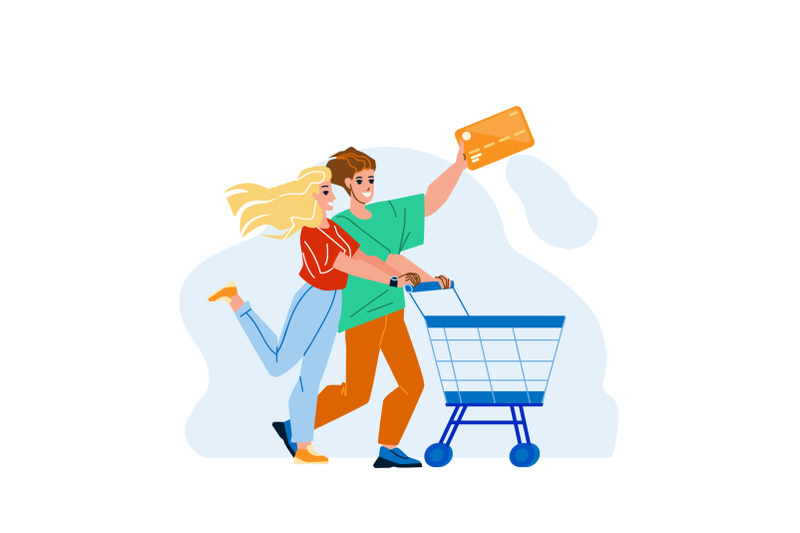 couple-with-credit-card-shopping-in-market-vector