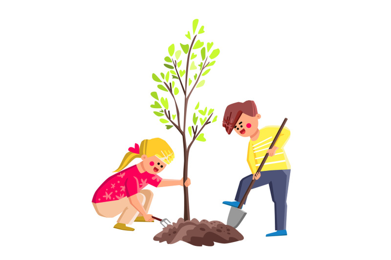 boy-and-girl-kids-planting-tree-together-vector