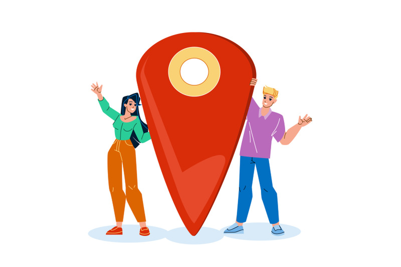 man-location-searching-woman-on-device-vector
