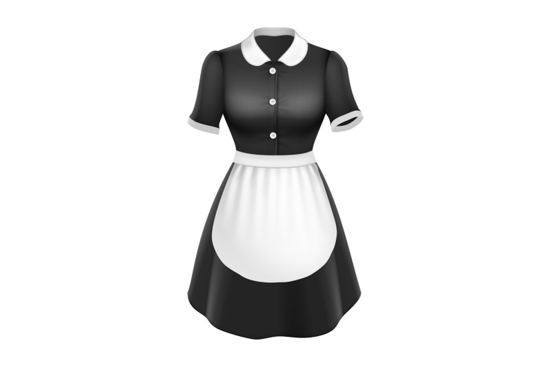 maid-uniform-with-apron-elegant-clothing-vector
