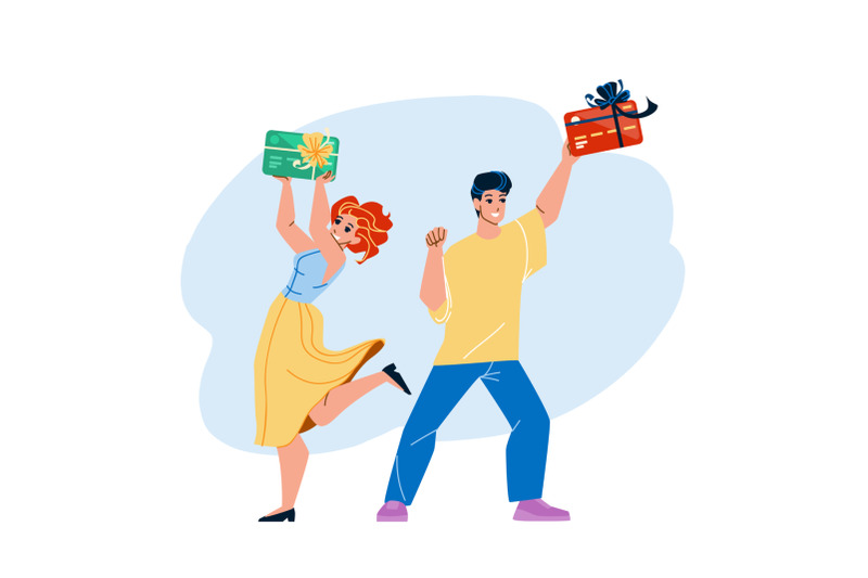 shopping-reward-getting-couple-customers-vector