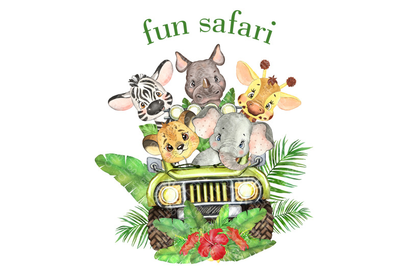 printable-safari-animals-in-jeep-jungle-animals-kids-print