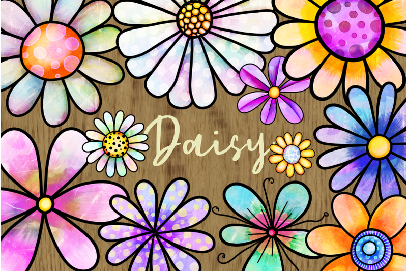 daisy-flower-watercolor-clipart-objects